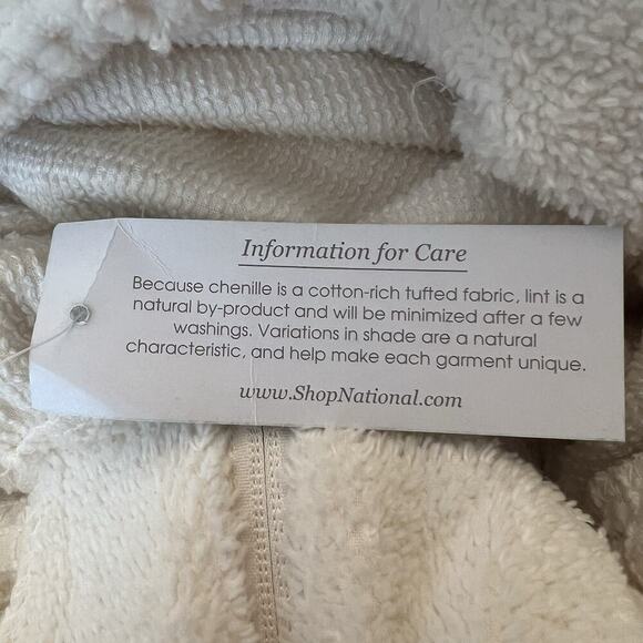 Vintage National Ivory Chenille Half Zip Bathrobe Womens PS Petite Small - Picture 8 of 8